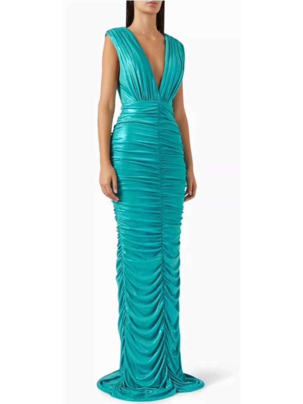 Glittery Teal Green Blue V Neck Jovani Gown Size 2 38238 NWT